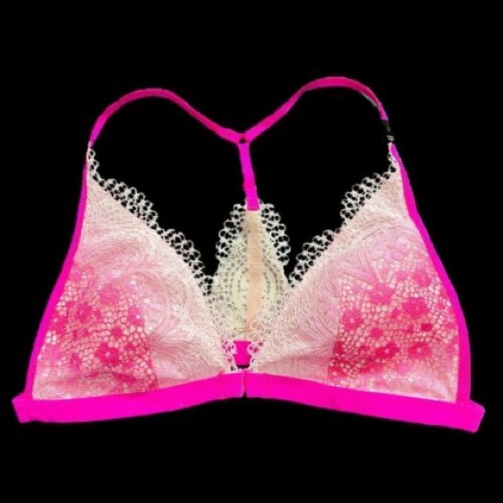 Victorias Secret Body Crochet Lace Lined - Removable Padding bralette bra Pink S